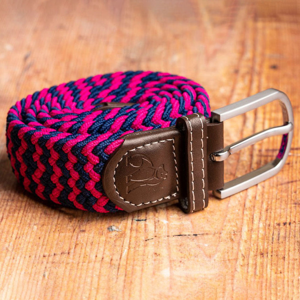Swole Panda Pink & Blue Zigzag Recycled Woven Belt – Unisex Elastic