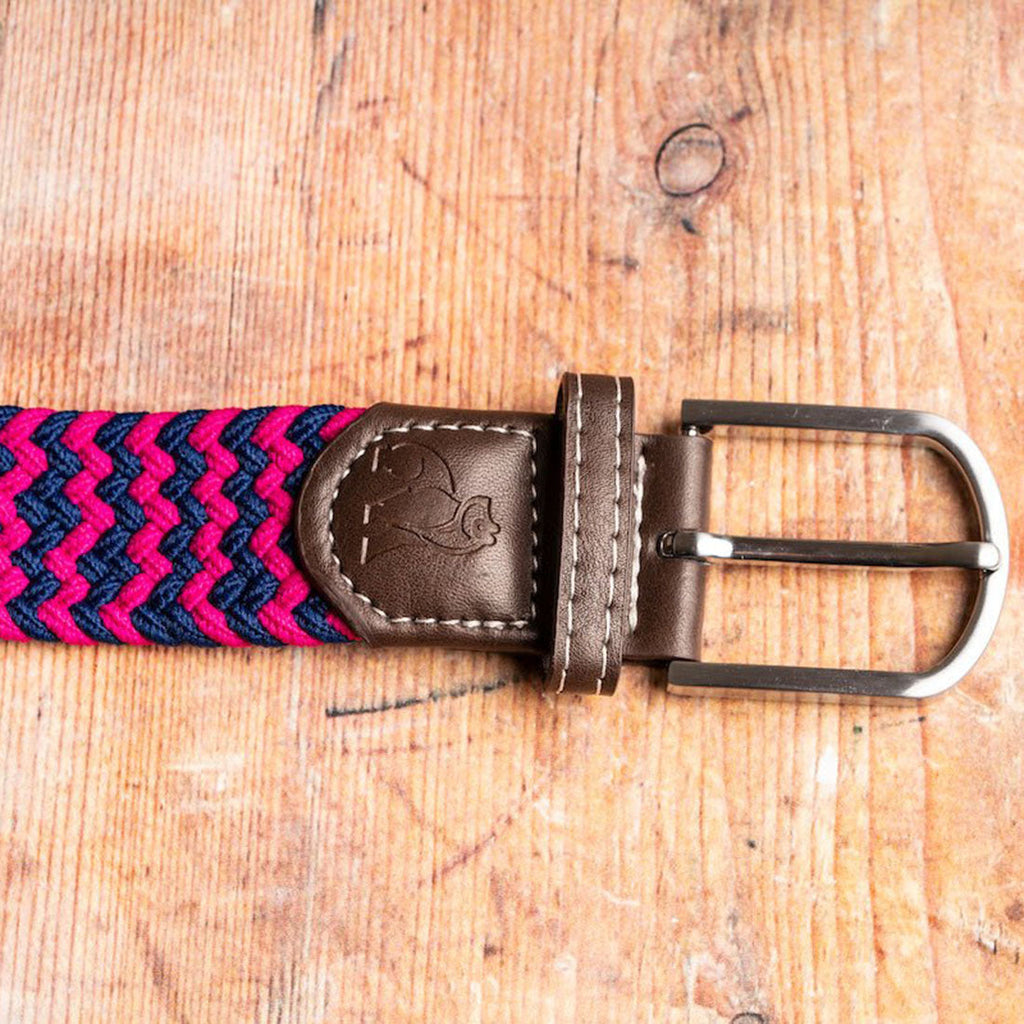 Swole Panda Pink & Blue Zigzag Recycled Woven Belt – Unisex Elastic
