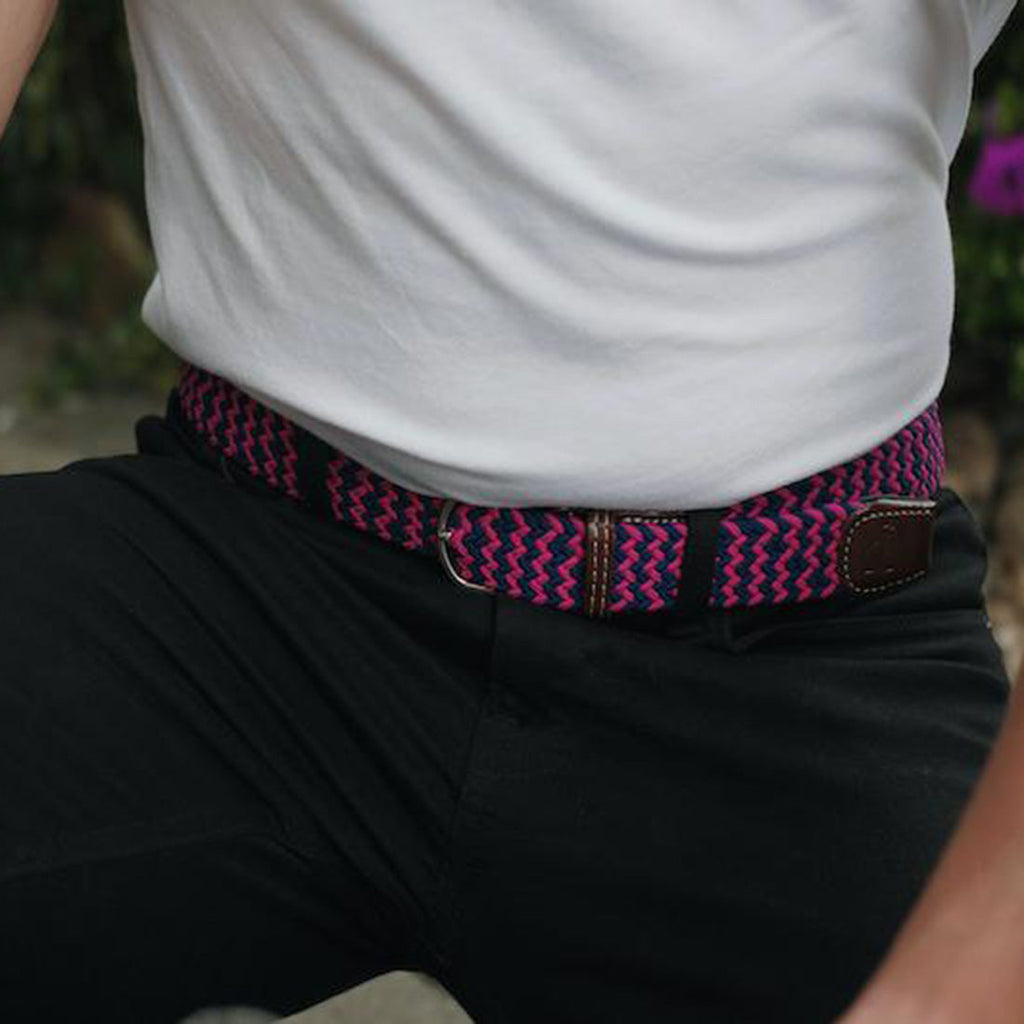 Swole Panda Pink & Blue Zigzag Recycled Woven Belt – Unisex Elastic