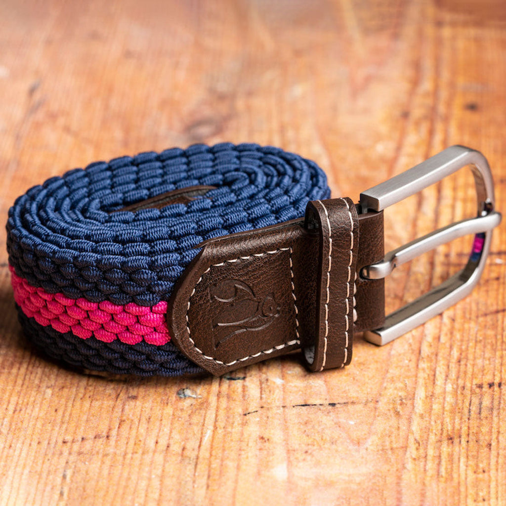 Swole Panda Woven Belt – Rich Pink Stripe Recycled Elastic Belt