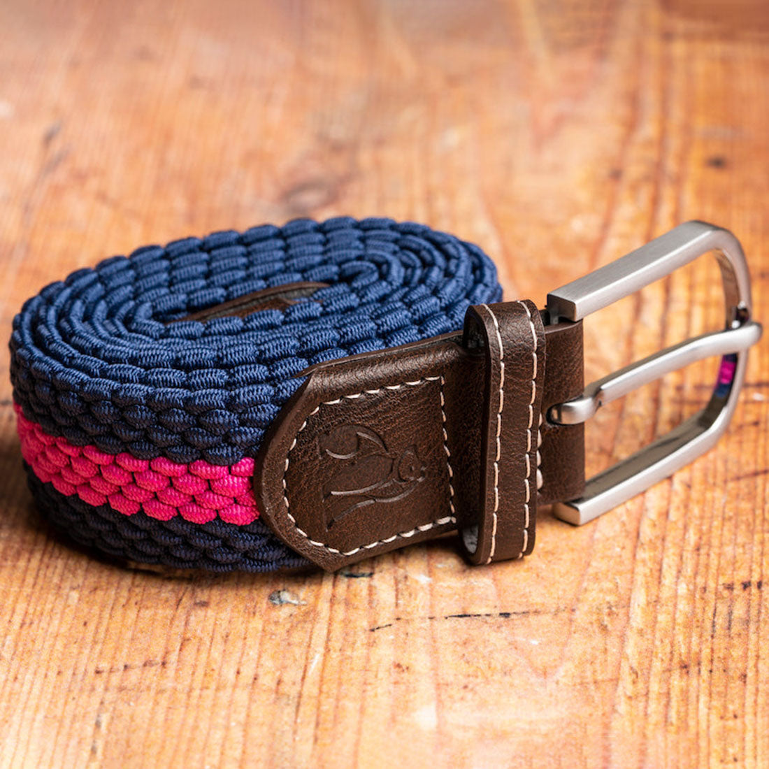 Swole Panda Woven Belt – Rich Pink Stripe Recycled Elastic Belt