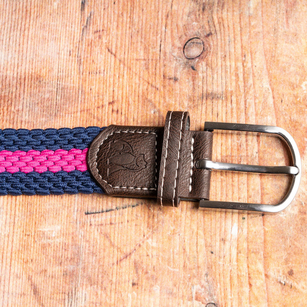 Swole Panda Woven Belt – Rich Pink Stripe Recycled Elastic Belt