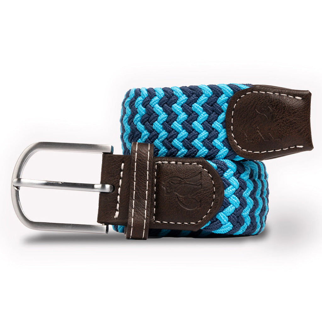 Swole Panda Sky Blue Zigzag Woven Belt – Recycled Elasticated Unisex