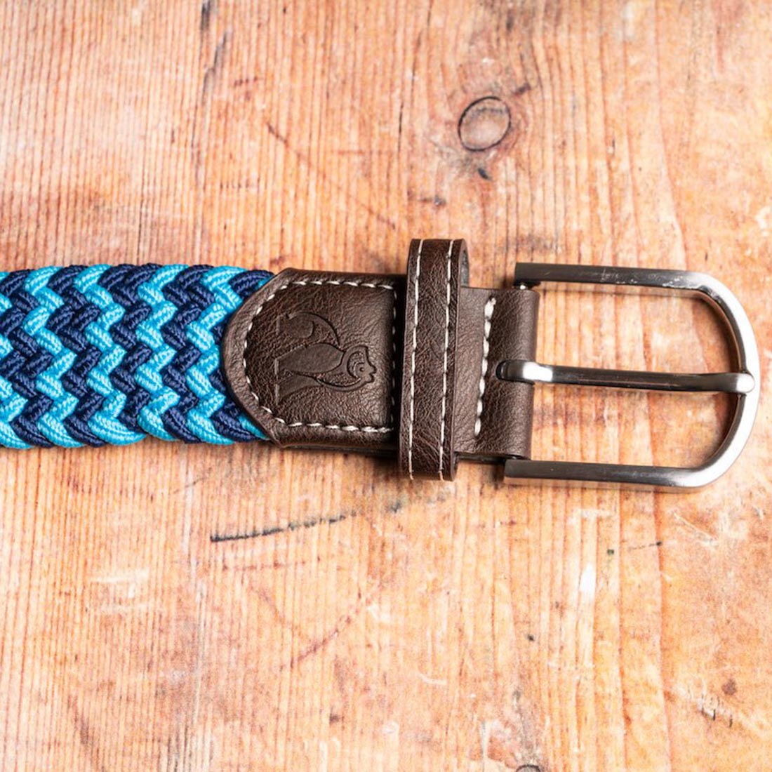 Swole Panda Sky Blue Zigzag Woven Belt – Recycled Elasticated Unisex