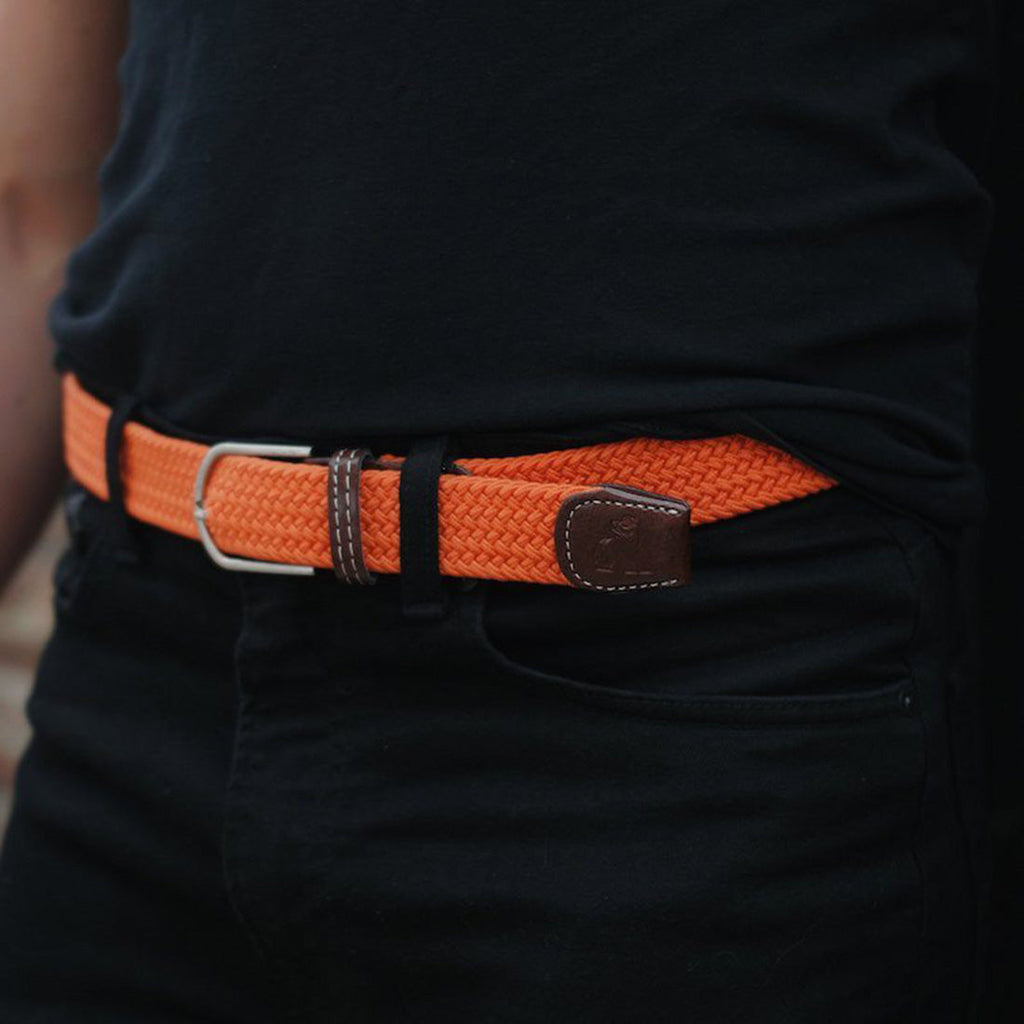 Swole Panda Recycled Woven Belt – Tangerine Orange Elasticated Unisex