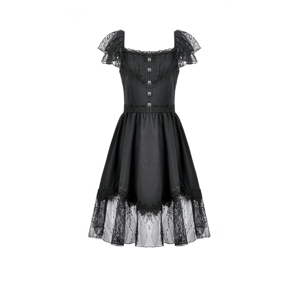 Dark in Love Black Gothic Lolita Dress – Lace Bow Sweet Style