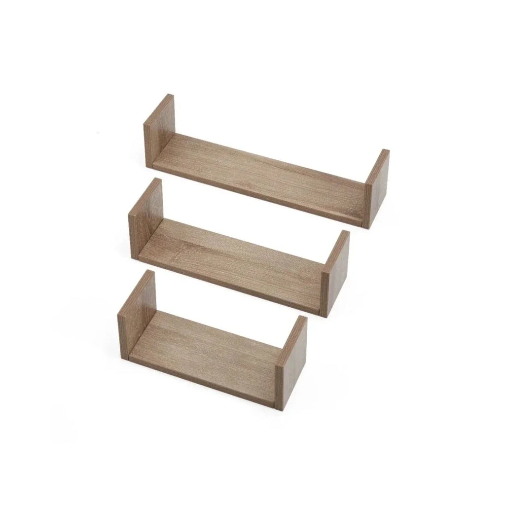 Tutti Bambini Modena Set of Three U-Shaped Wall Shelves  -  Oak
