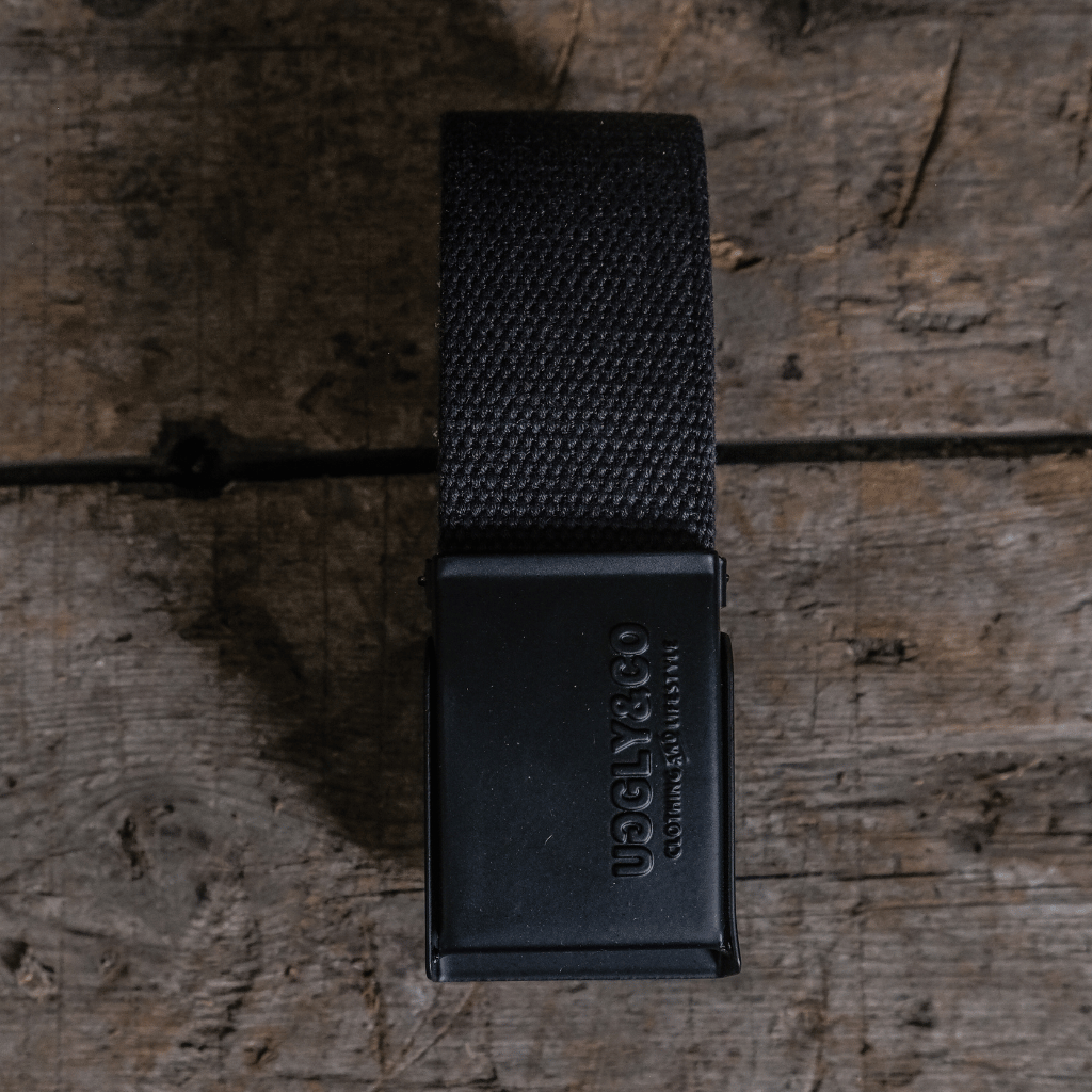 Uggly and Co Reversible Black Canvas Utility Belt with Bottle Opener