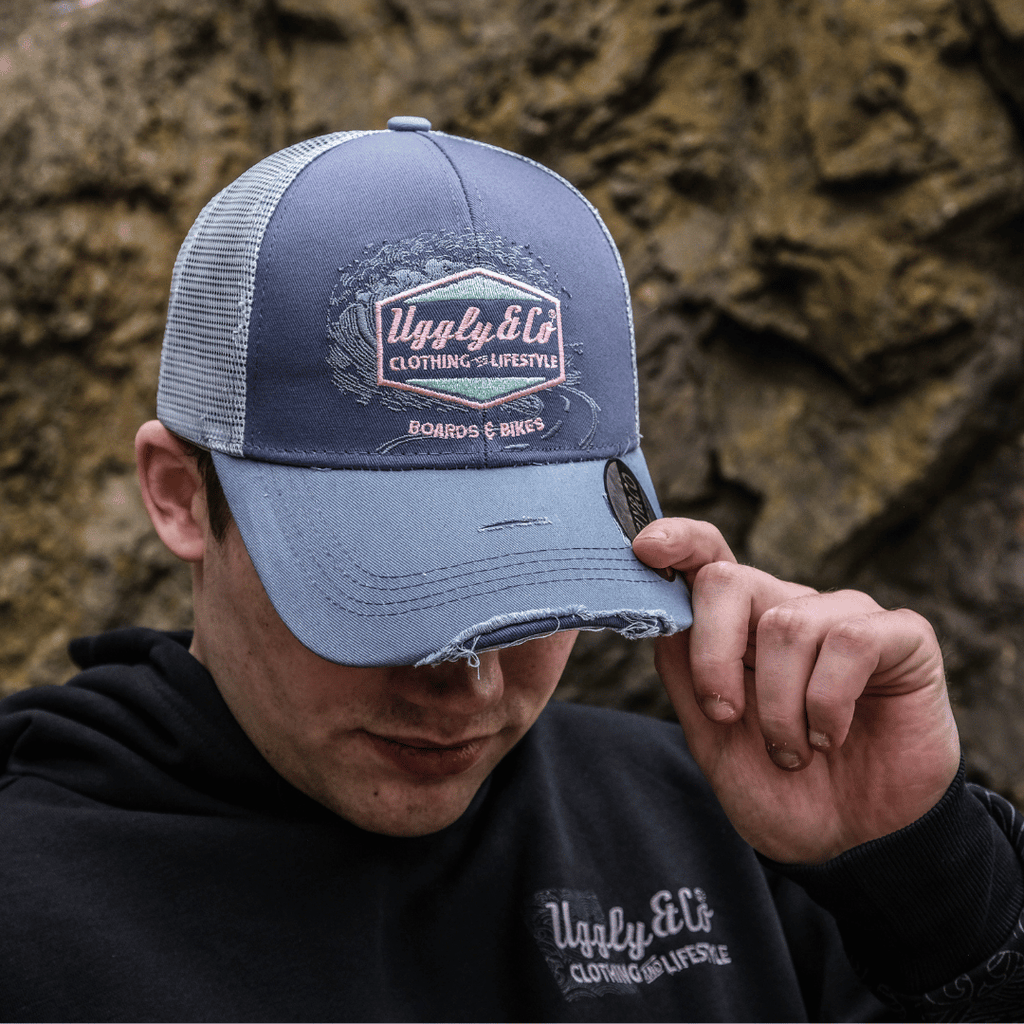 Uggly and Co Purple Surf Diamond Trucker Hat – Distressed Mesh Cap