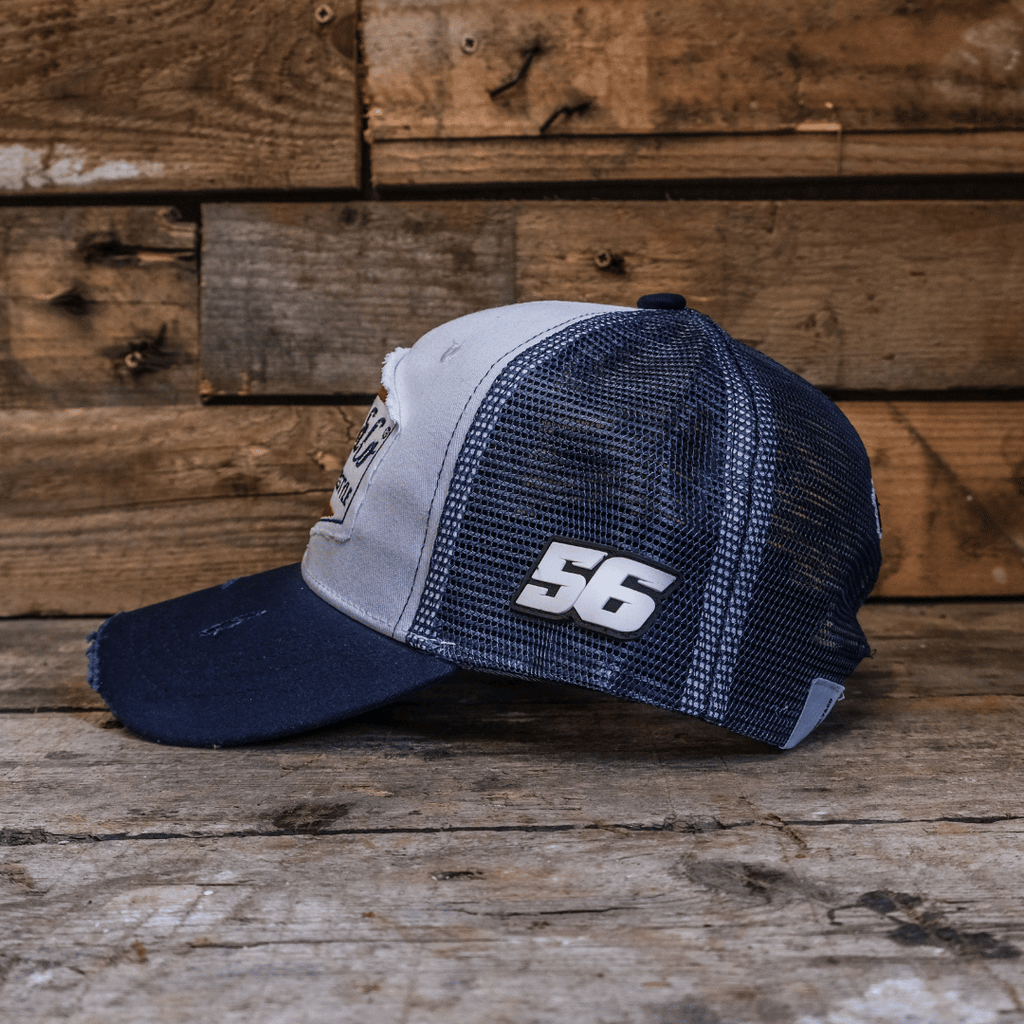 Uggly & Co Navy Blue & White Diamond Distressed Trucker Hat