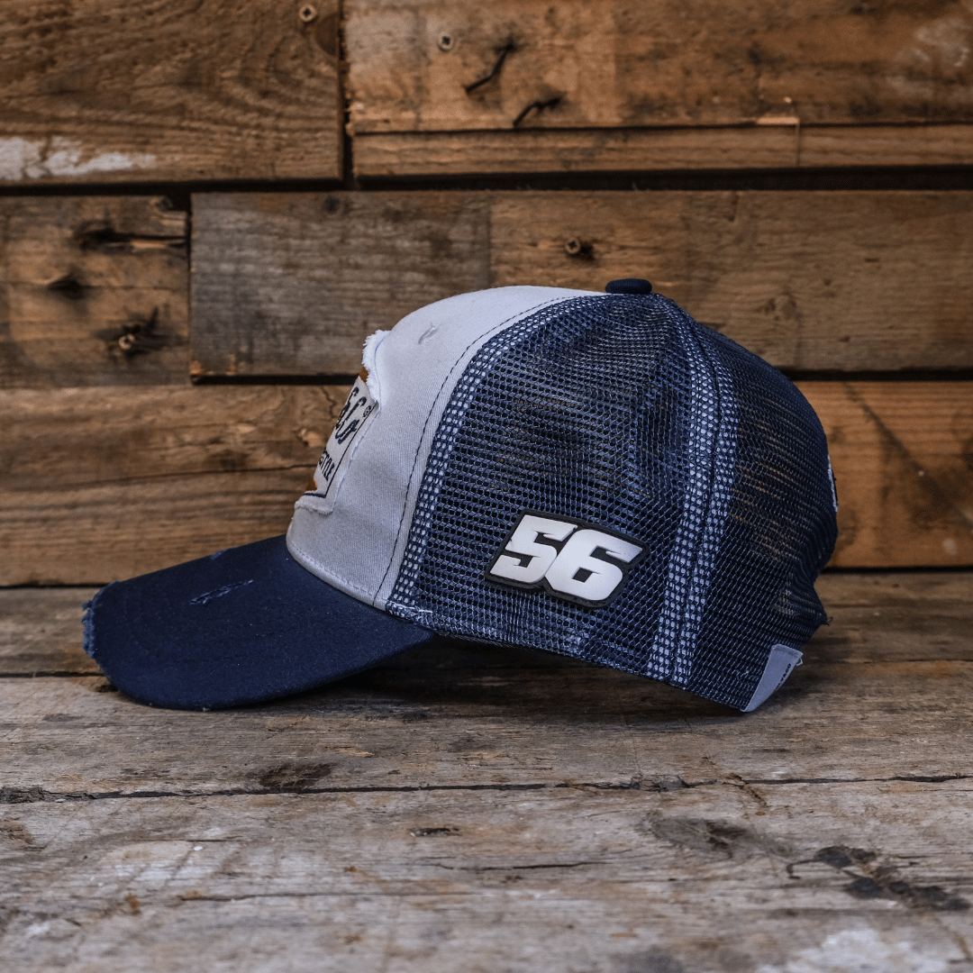 Uggly & Co Navy Blue & White Diamond Distressed Trucker Hat
