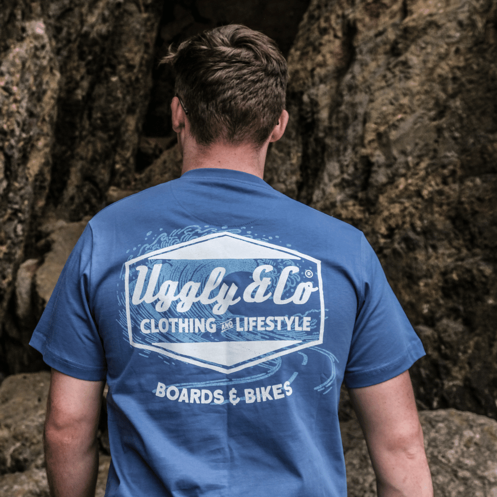 Uggly and Co Blue Surf Diamond Graphic Tee – 100% Cotton T-Shirt