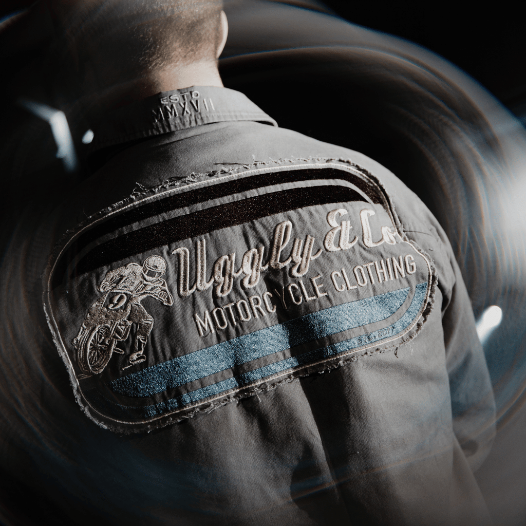 Uggly & Co Grey Flattrack Moto Shacket – Vintage Canvas Racing Jacket