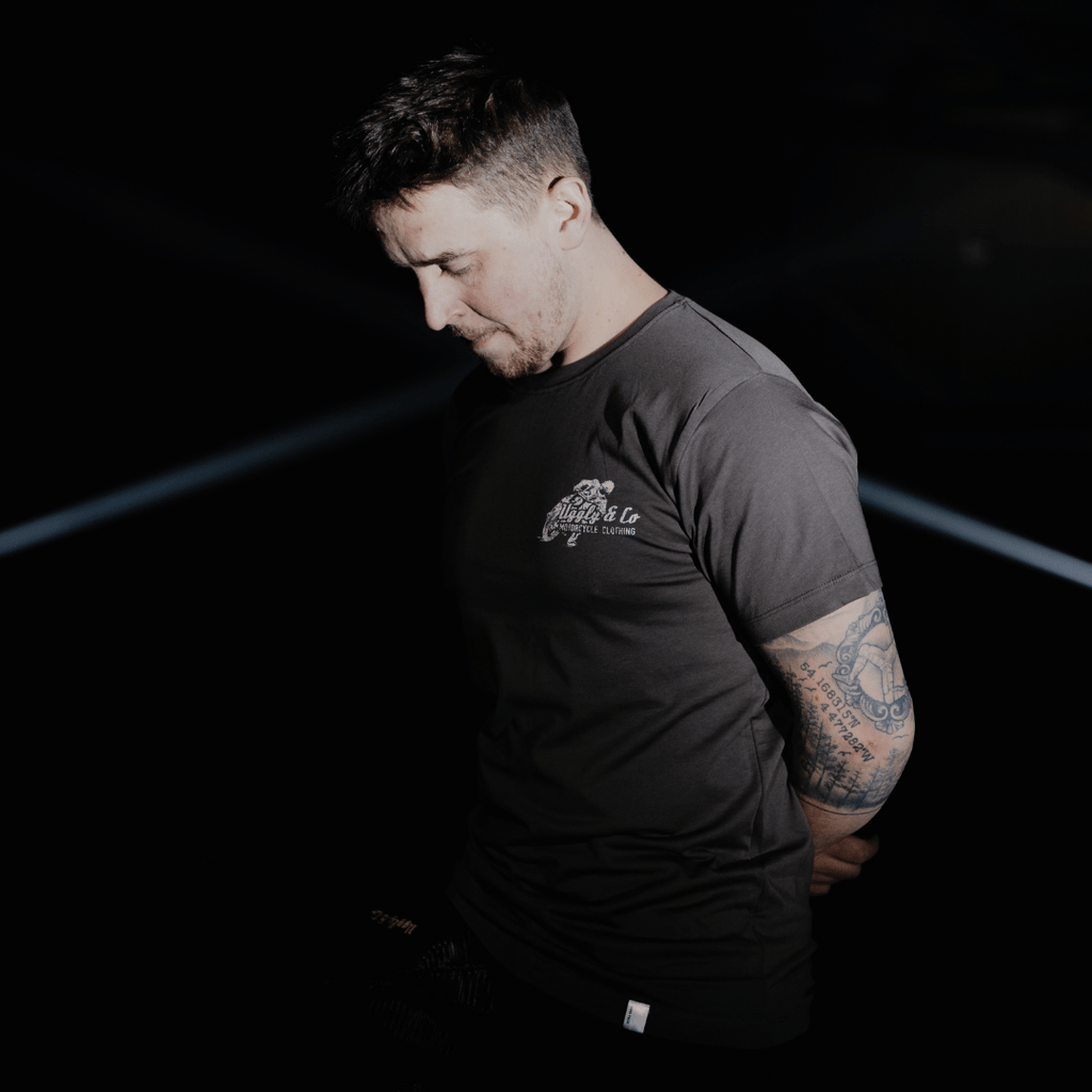 Uggly and Co Olive Flattrack Tee – Heavyweight Cotton Racing Shirt