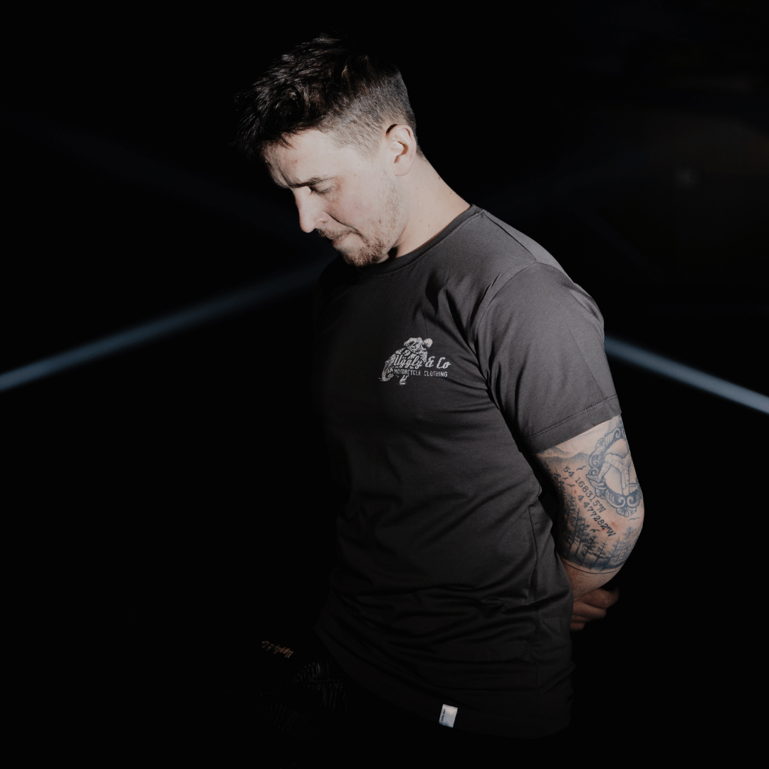 Uggly and Co Olive Flattrack Tee – Heavyweight Cotton Racing Shirt