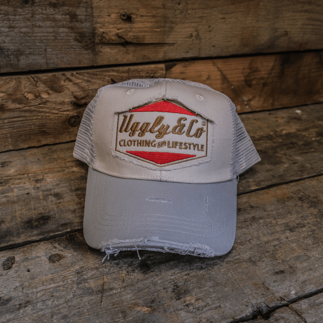 Uggly & Co Silver & Grey Diamond Trucker Hat – Vintage Motorsport Cap