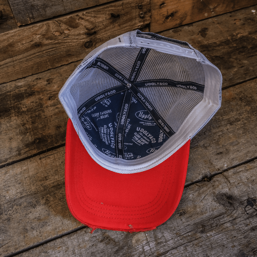 Uggly and Co Blue & Red Diamond Trucker Hat – Vintage Motorsport Cap