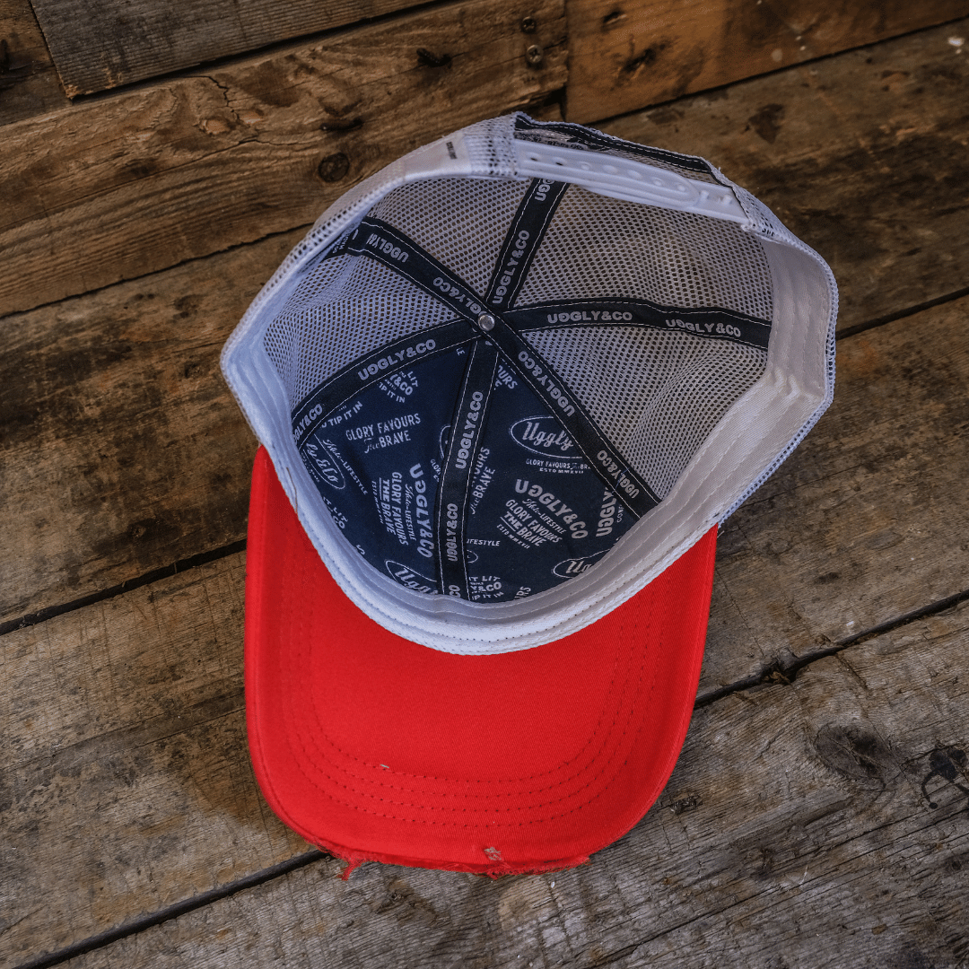 Uggly and Co Blue & Red Diamond Trucker Hat – Vintage Motorsport Cap