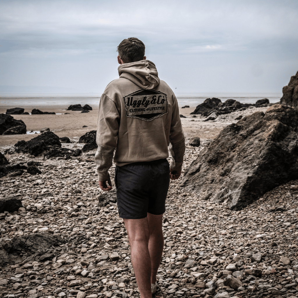 Uggly and Co Surf Diamond Hoodie – Heavyweight Fleece in Beige