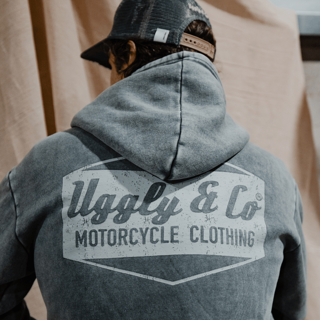 Uggly and Co Blue Diamond Acid Wash Heavyweight 380gsm Retro Hoodie