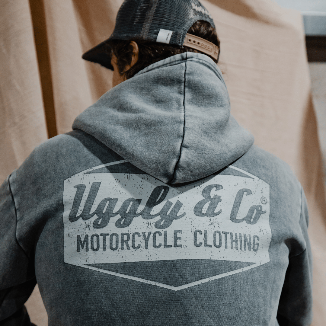 Uggly and Co Blue Diamond Acid Wash Heavyweight 380gsm Retro Hoodie