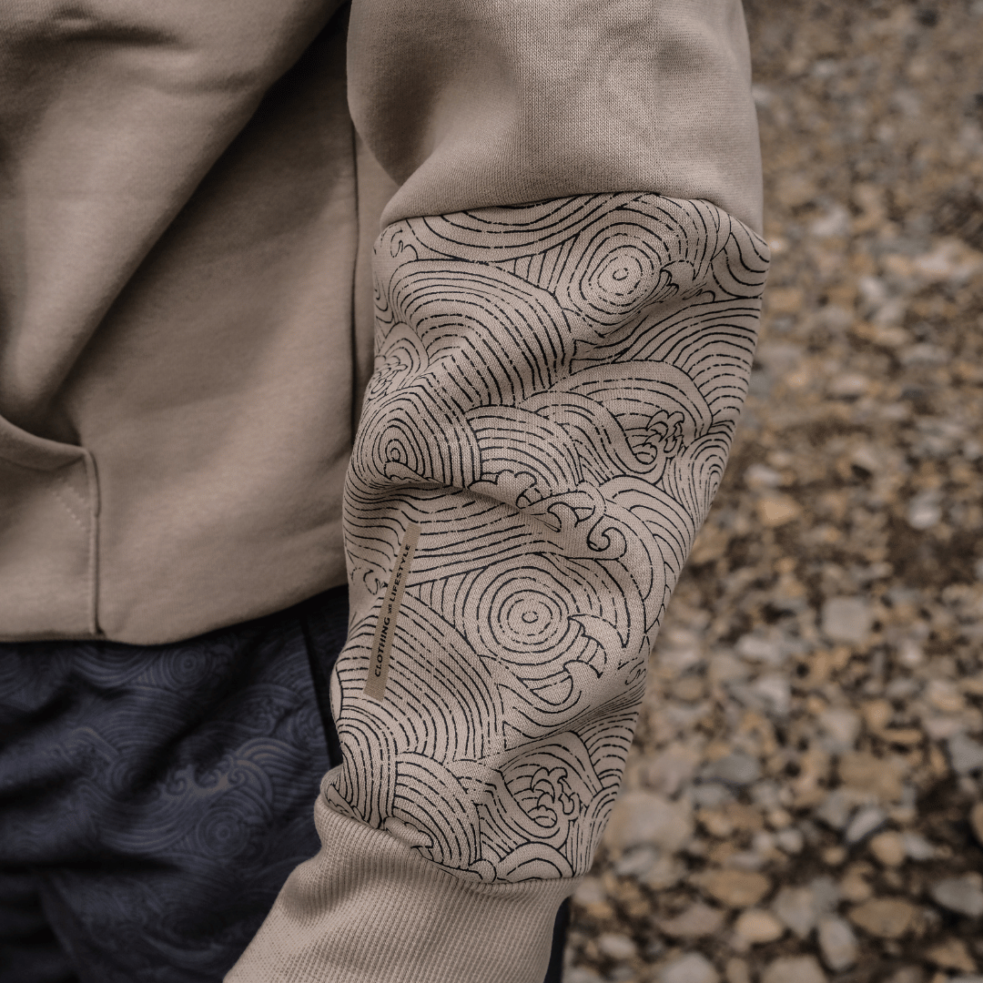Uggly and Co Surf Diamond Hoodie – Heavyweight Fleece in Beige
