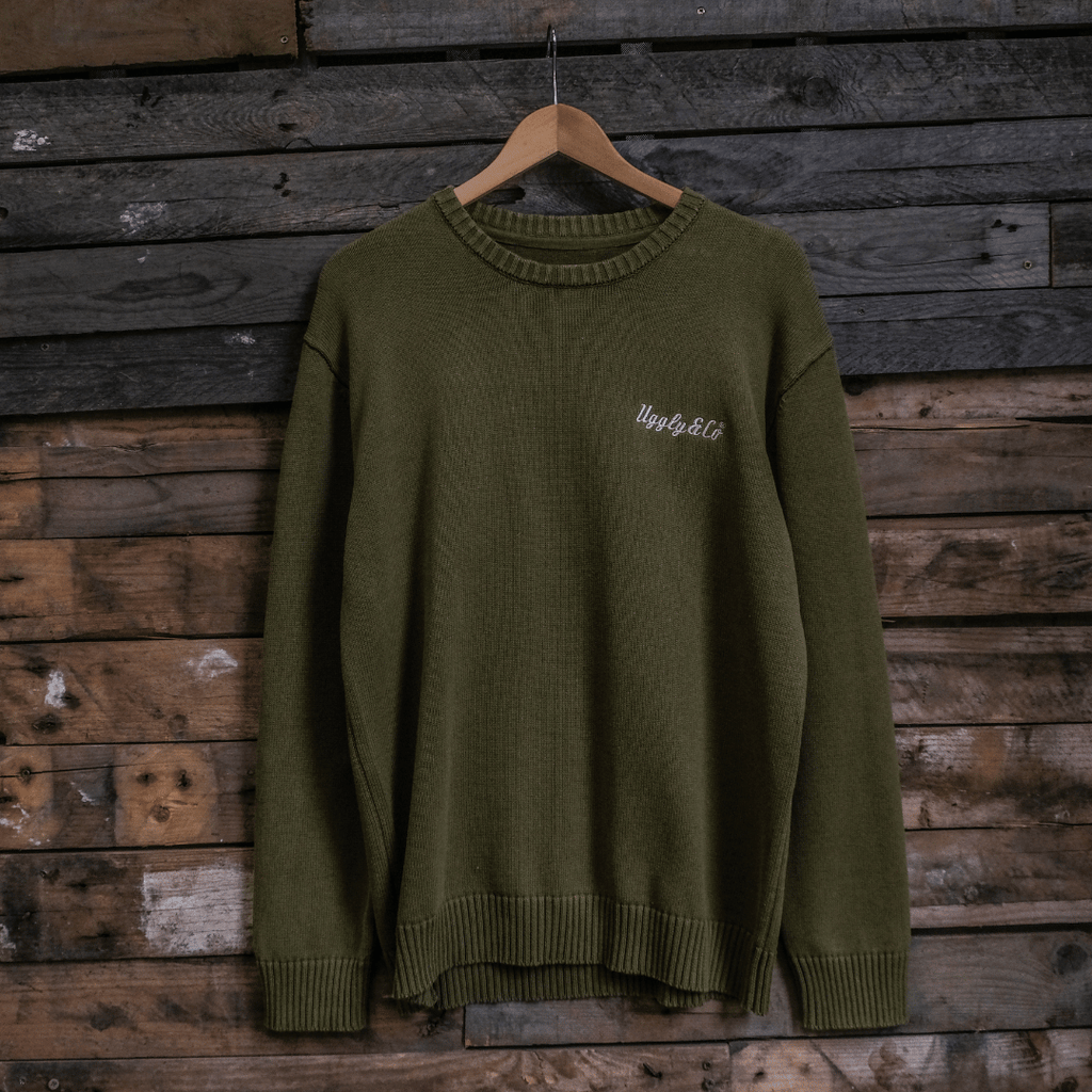 Uggly and Co Green Heavyweight Cotton Knit Jumper – Vintage Style