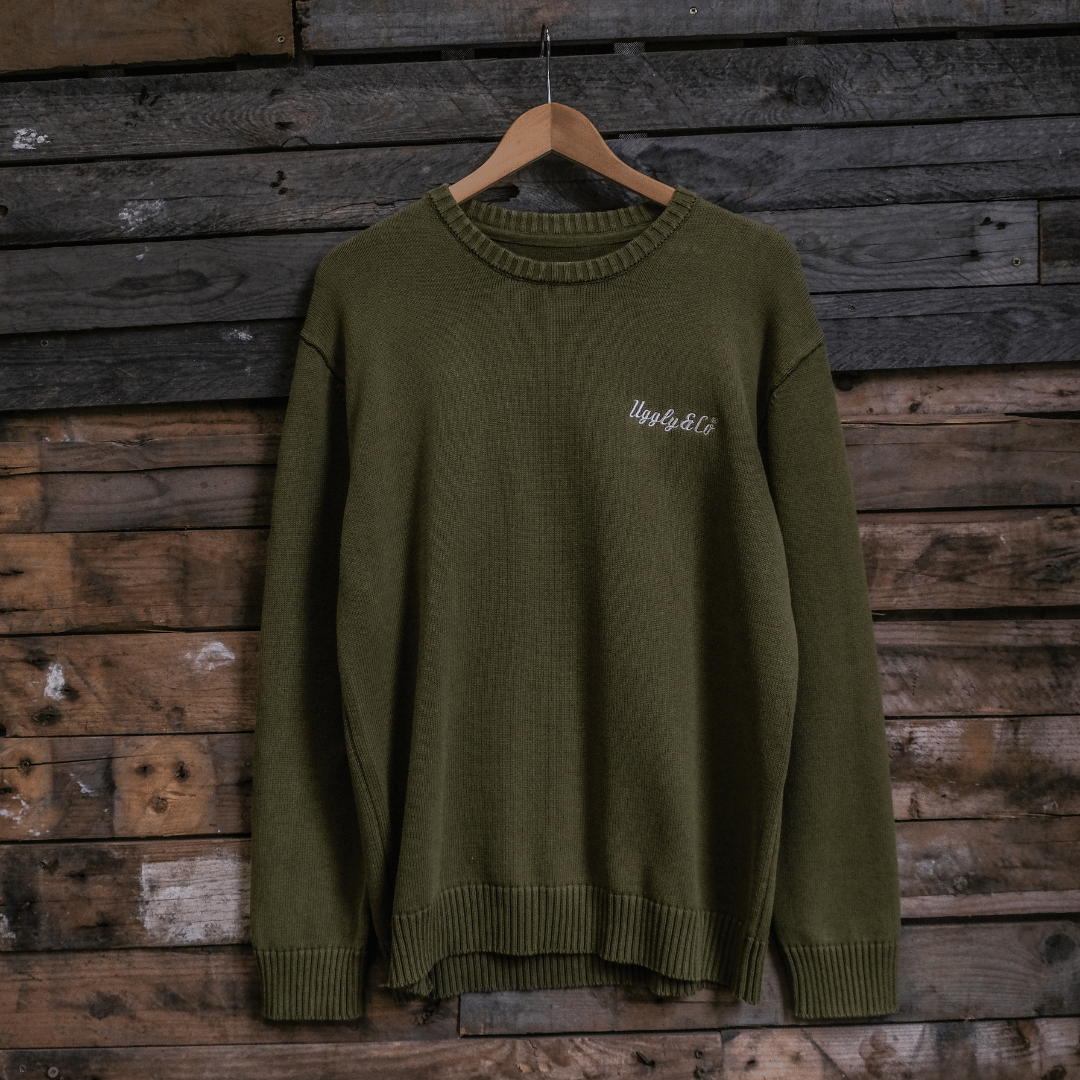 Uggly and Co Green Heavyweight Cotton Knit Jumper – Vintage Style