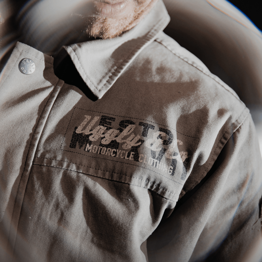 Uggly & Co Grey Flattrack Moto Shacket – Vintage Canvas Racing Jacket
