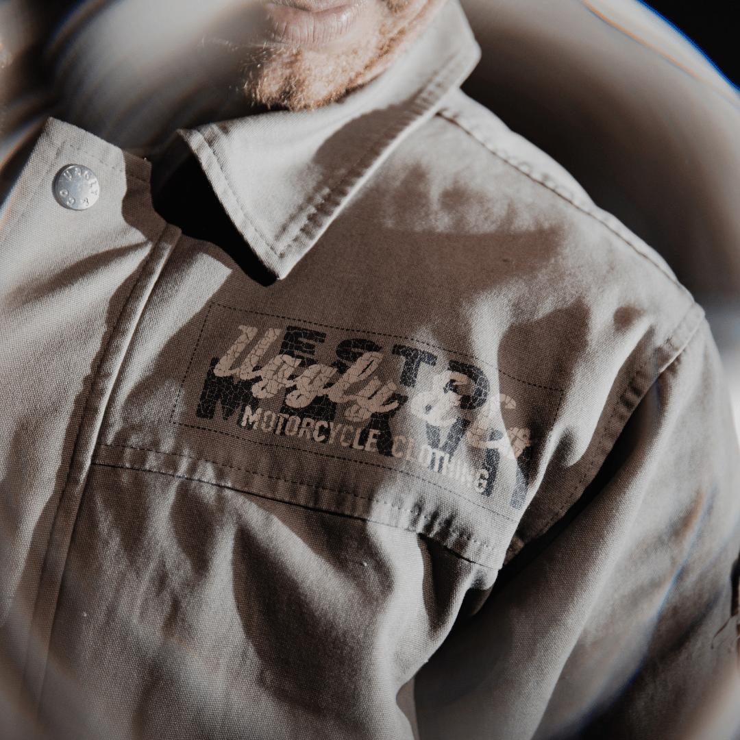 Uggly & Co Grey Flattrack Moto Shacket – Vintage Canvas Racing Jacket