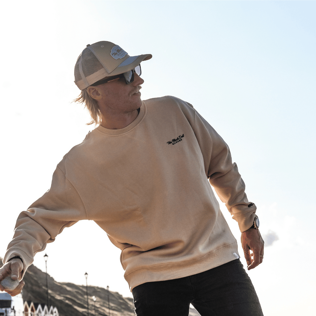 Uggly and Co Black Dub Garage Jumper – Beige Heavyweight Fleece