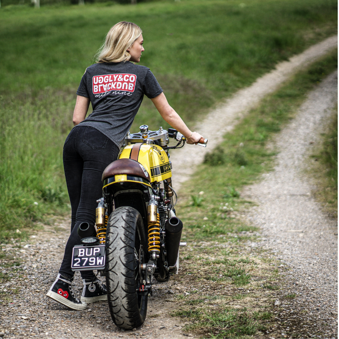 Uggly and Co x Black Dub Motorcycle Graphic Tee – Grey Cotton Fitted