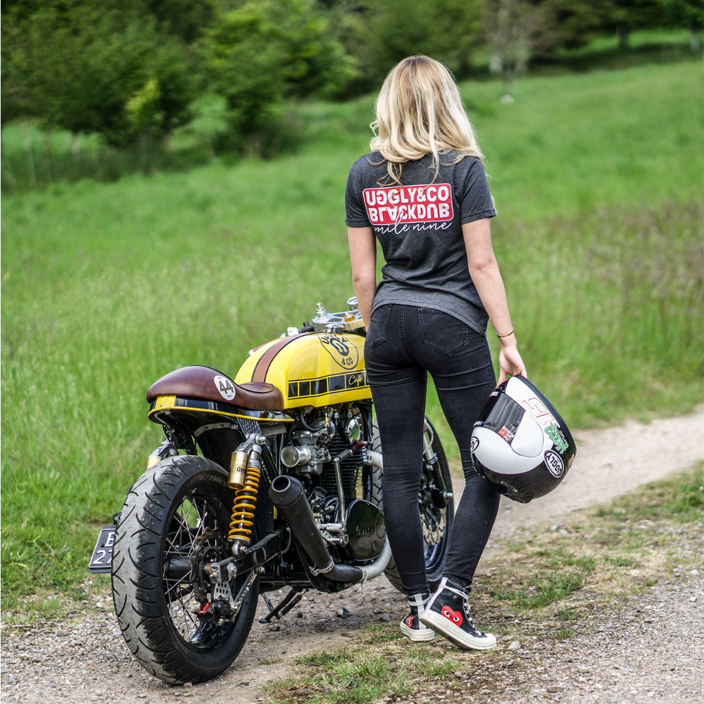 Uggly and Co x Black Dub Motorcycle Graphic Tee – Grey Cotton Fitted