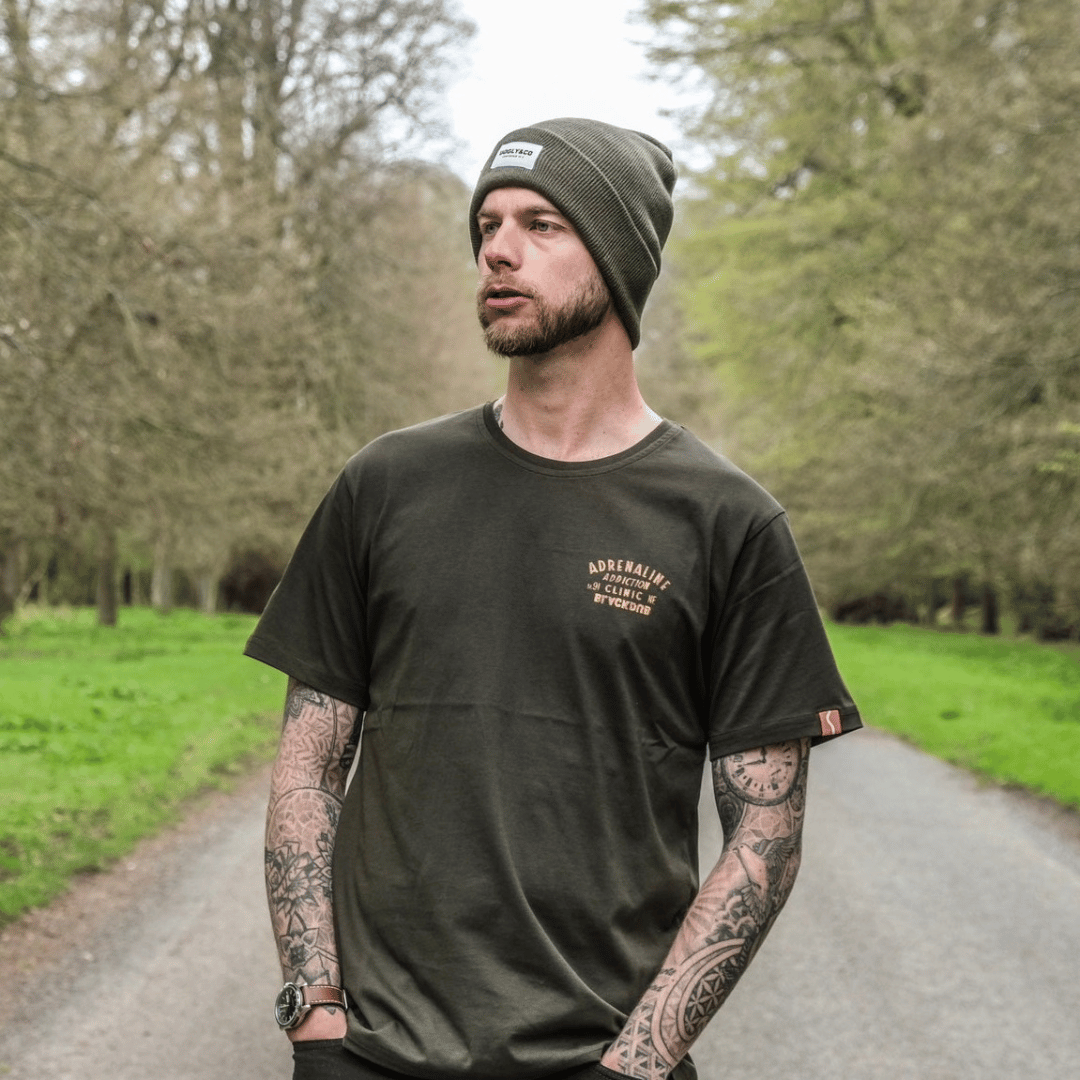 Uggly and Co Adrenaline Addiction Green Graphic Motorcycle Tee