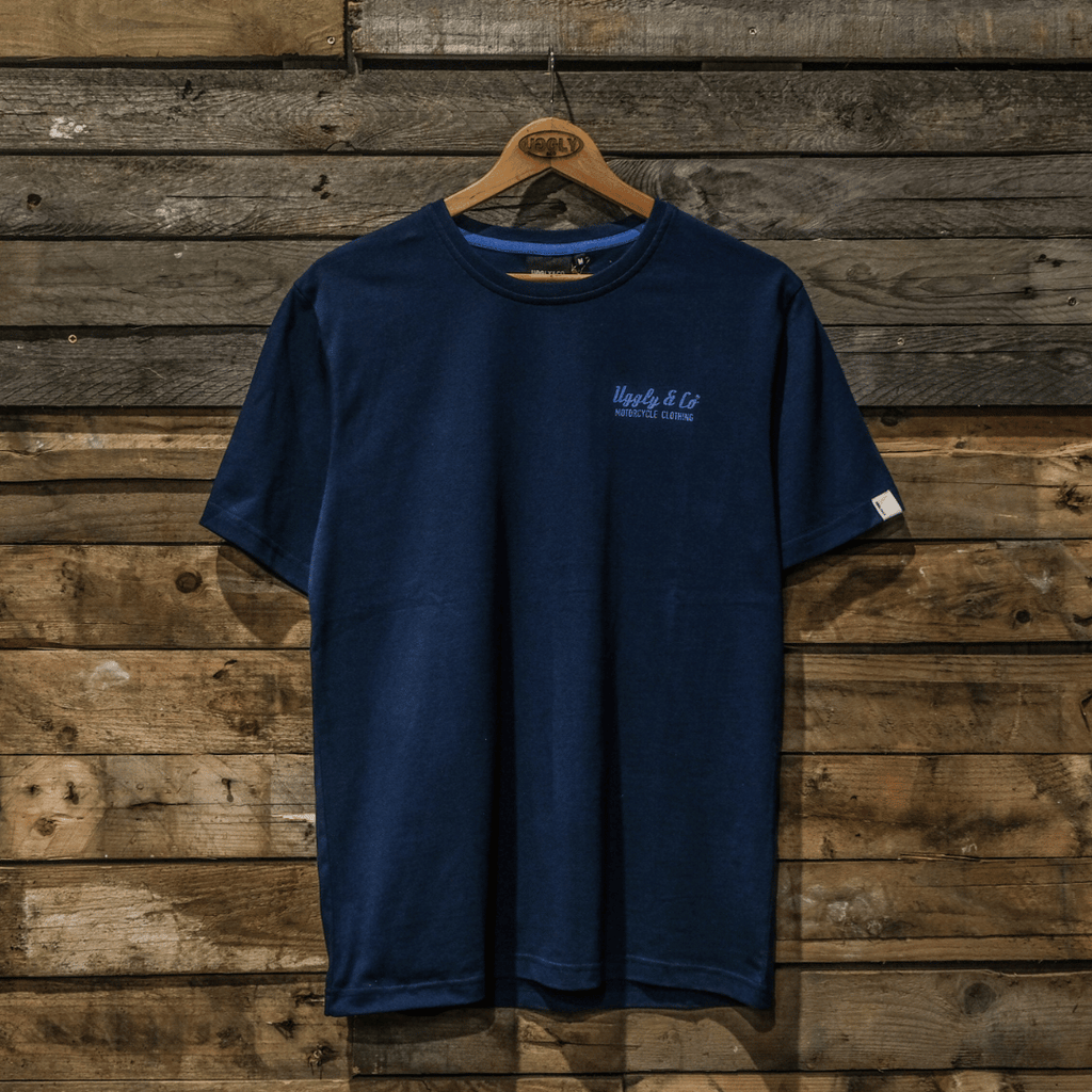 Uggly & Co Blue Diamond Tee – Vintage Motorcycle Graphic Cotton T-Shirt