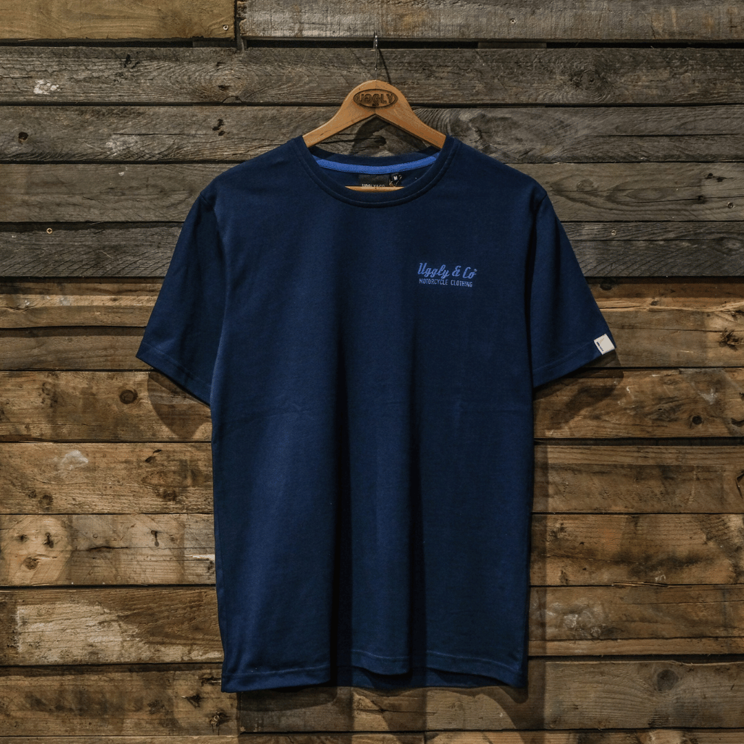 Uggly & Co Blue Diamond Tee – Vintage Motorcycle Graphic Cotton T-Shirt