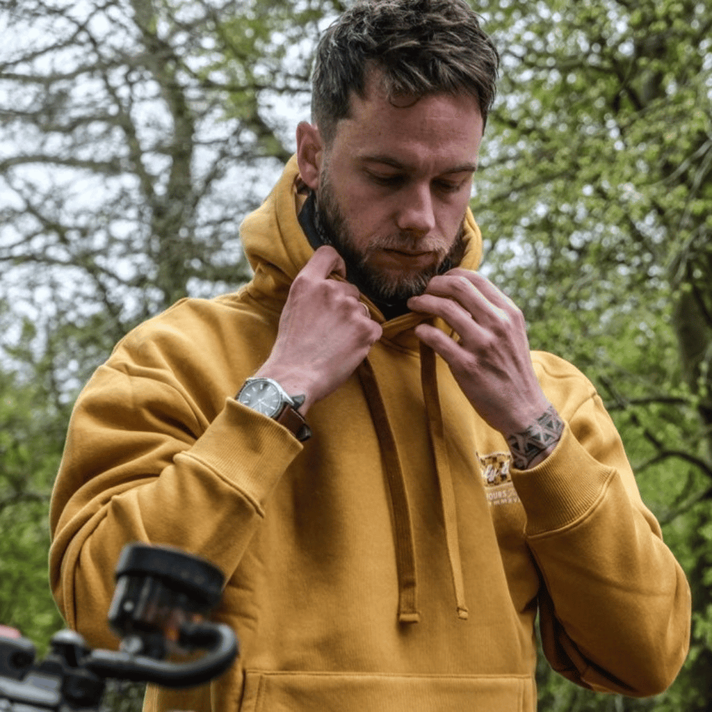 Uggly & Co Mustard No.1 Graphic Hoodie | Cotton Biker Racing Apparel