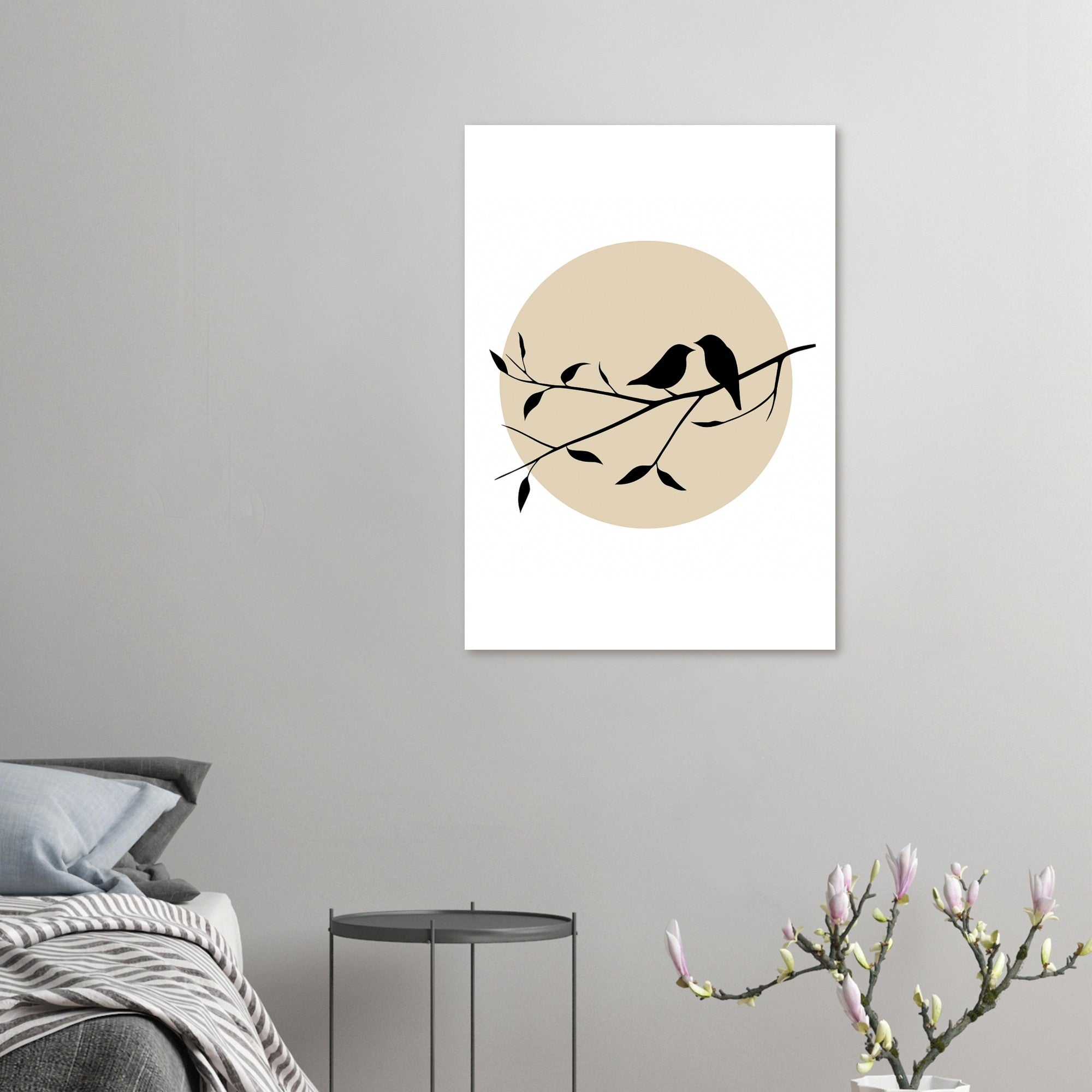 Bird Silhouette Poster – Minimalist Wall Art with Setting Sun | Nature Decor Gift