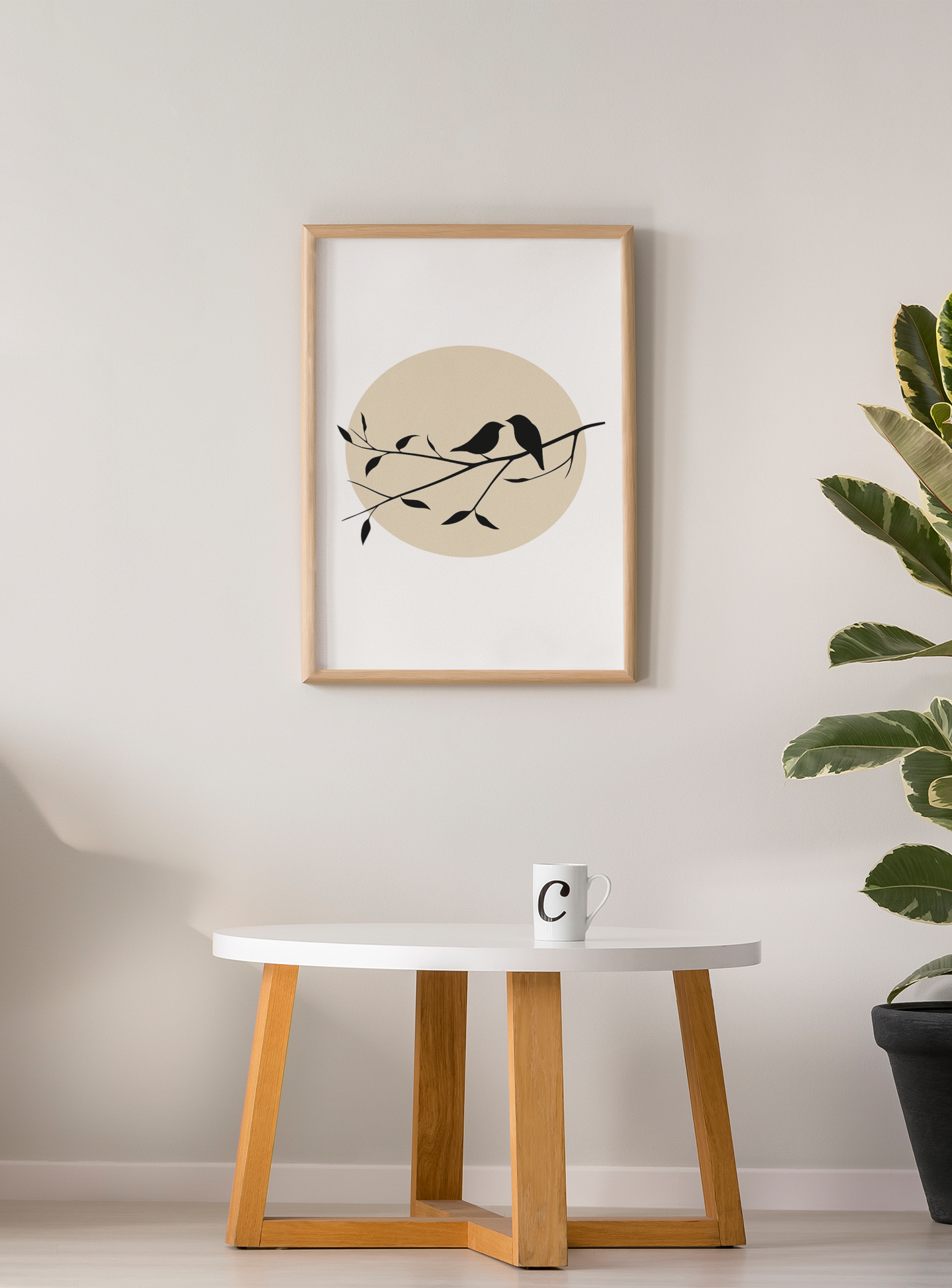 Bird Silhouette Poster – Minimalist Wall Art with Setting Sun | Nature Decor Gift
