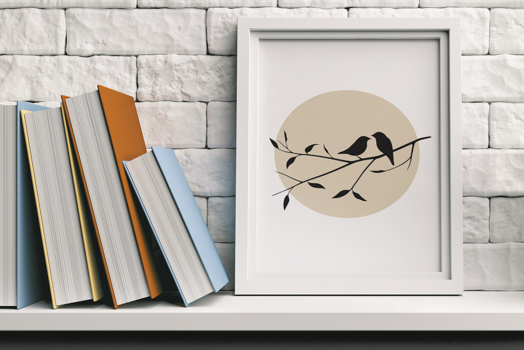 Bird Silhouette Poster – Minimalist Wall Art with Setting Sun | Nature Decor Gift