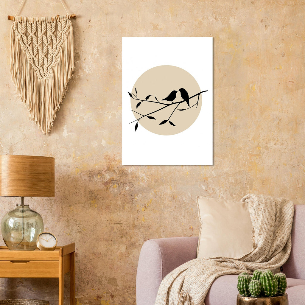 Bird Silhouette Poster – Minimalist Wall Art with Setting Sun | Nature Decor Gift