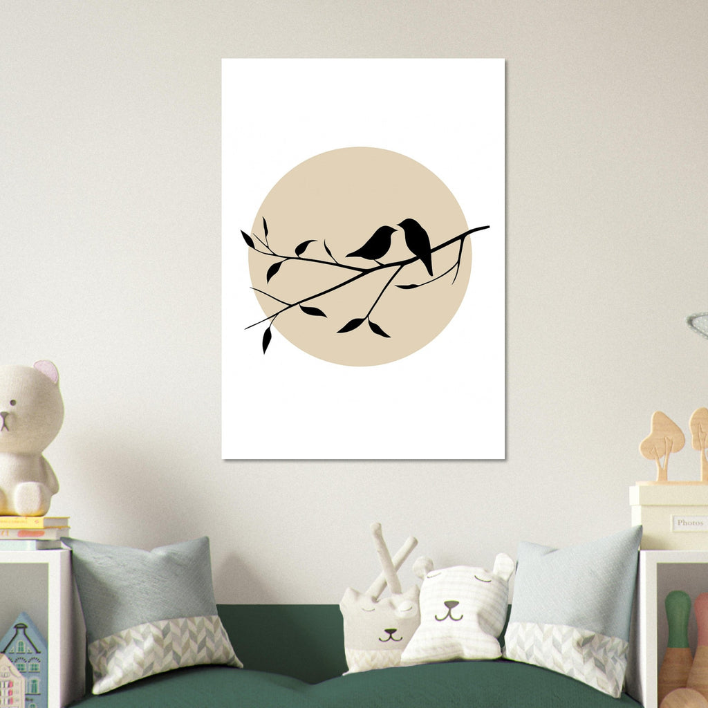 Bird Silhouette Poster – Minimalist Wall Art with Setting Sun | Nature Decor Gift