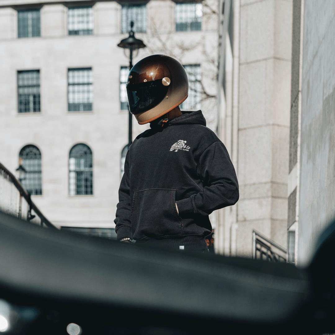 Uggly & Co Black Flattrack Hoodie – Heavyweight Vintage Racing Cotton