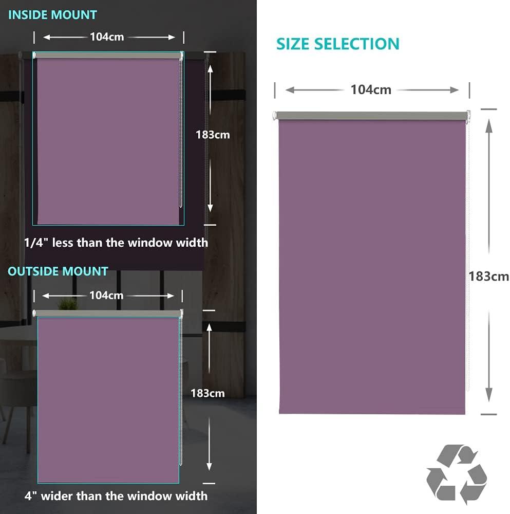 LUCKUP Blackout Roller Blind – Waterproof Thermal UV Protection, Aubergine