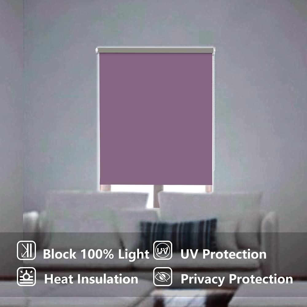 LUCKUP Blackout Roller Blind – Waterproof Thermal UV Protection, Aubergine