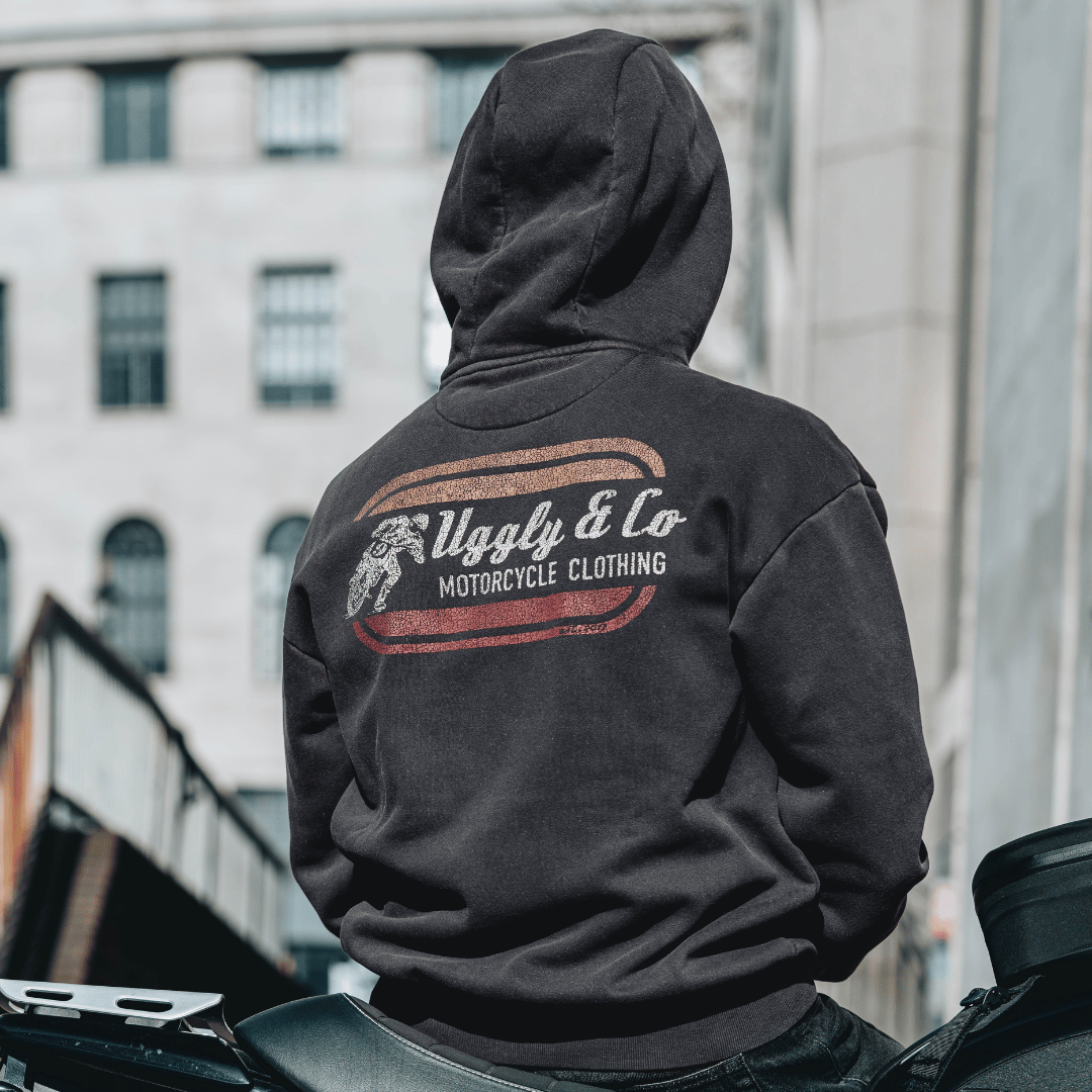 Uggly & Co Black Flattrack Hoodie – Heavyweight Vintage Racing Cotton