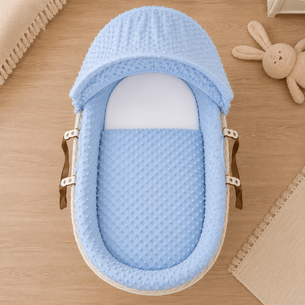 For Your Little One Blue Dimple Moses Basket Bedding Set | 3-Piece Set