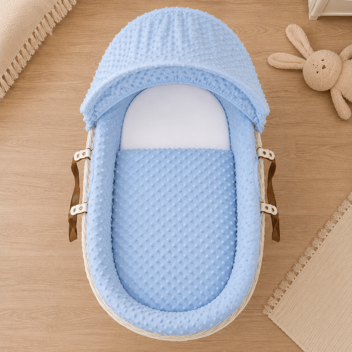 For Your Little One Blue Dimple Moses Basket Bedding Set | 3-Piece Set