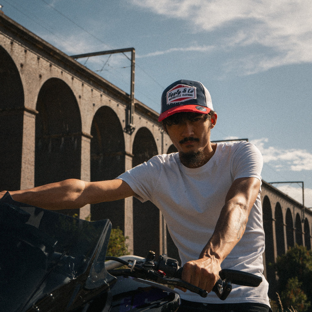 Uggly and Co Blue & Red Diamond Trucker Hat – Vintage Motorsport Cap