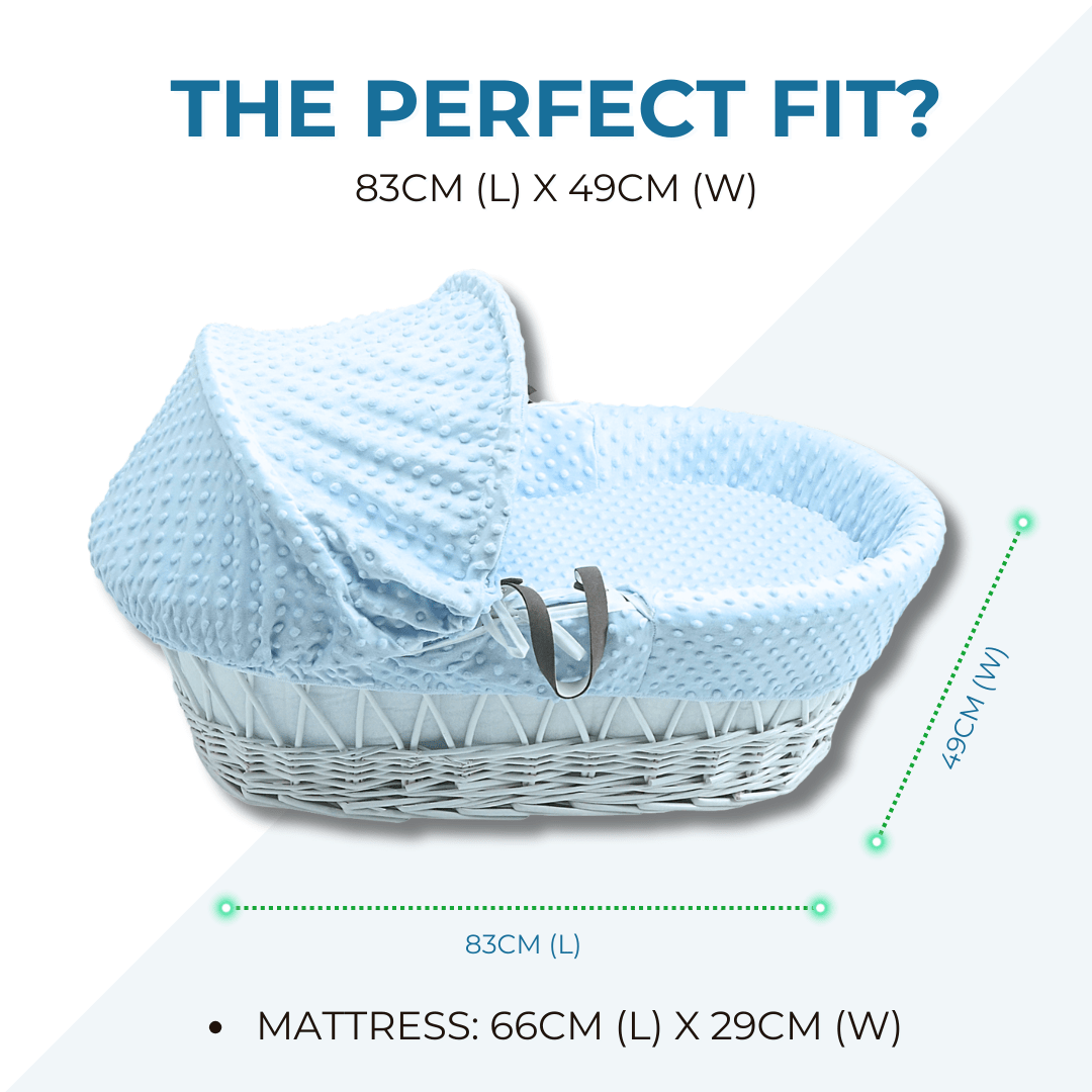 For Your Little One White Wicker Moses Basket & Stand – Grey Dimple